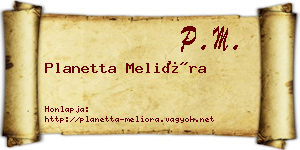 Planetta Melióra névjegykártya